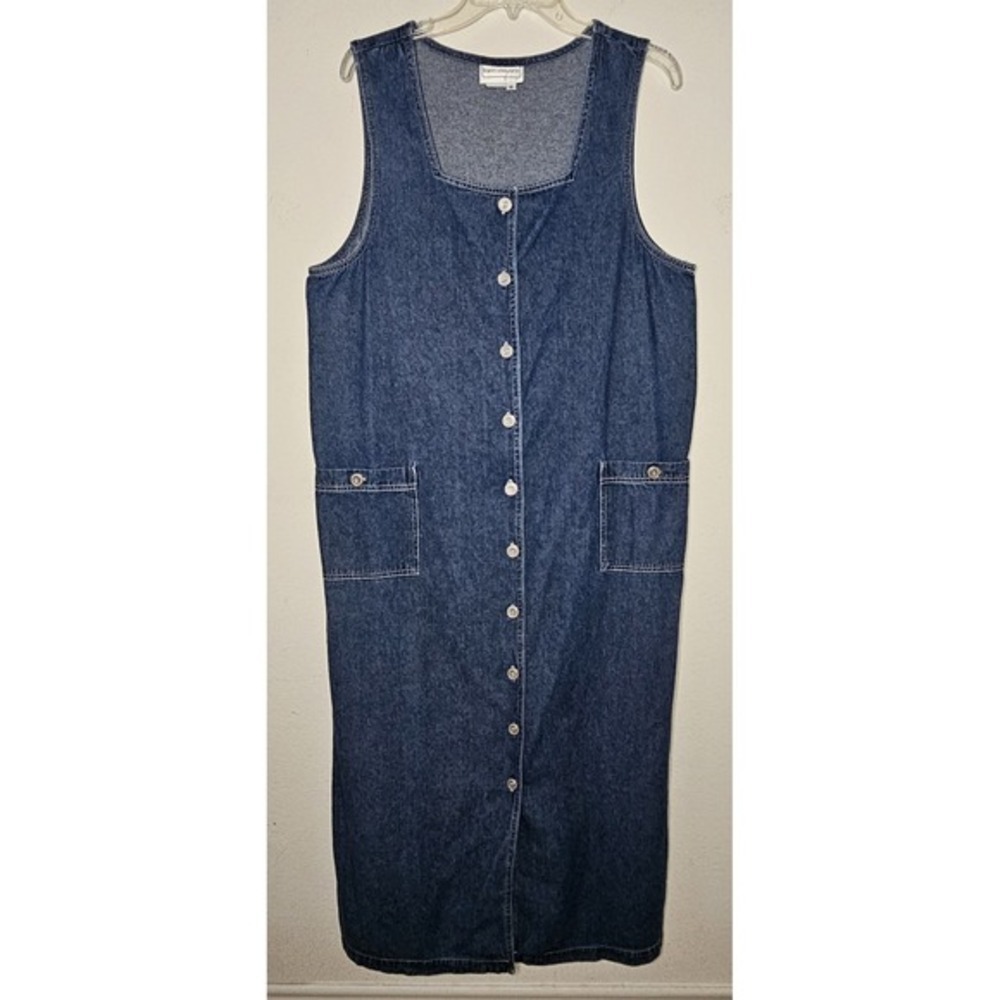 Karin Stevens Vintage Denim Jean‎ Dress Jumper Button Down Women Size 12